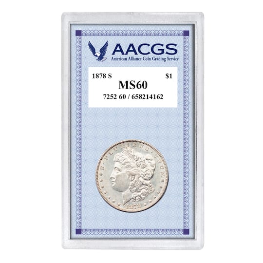 1878S "First-Year-of-Issue" Morgan Silver Dollar Graded MS60 Uncirculated